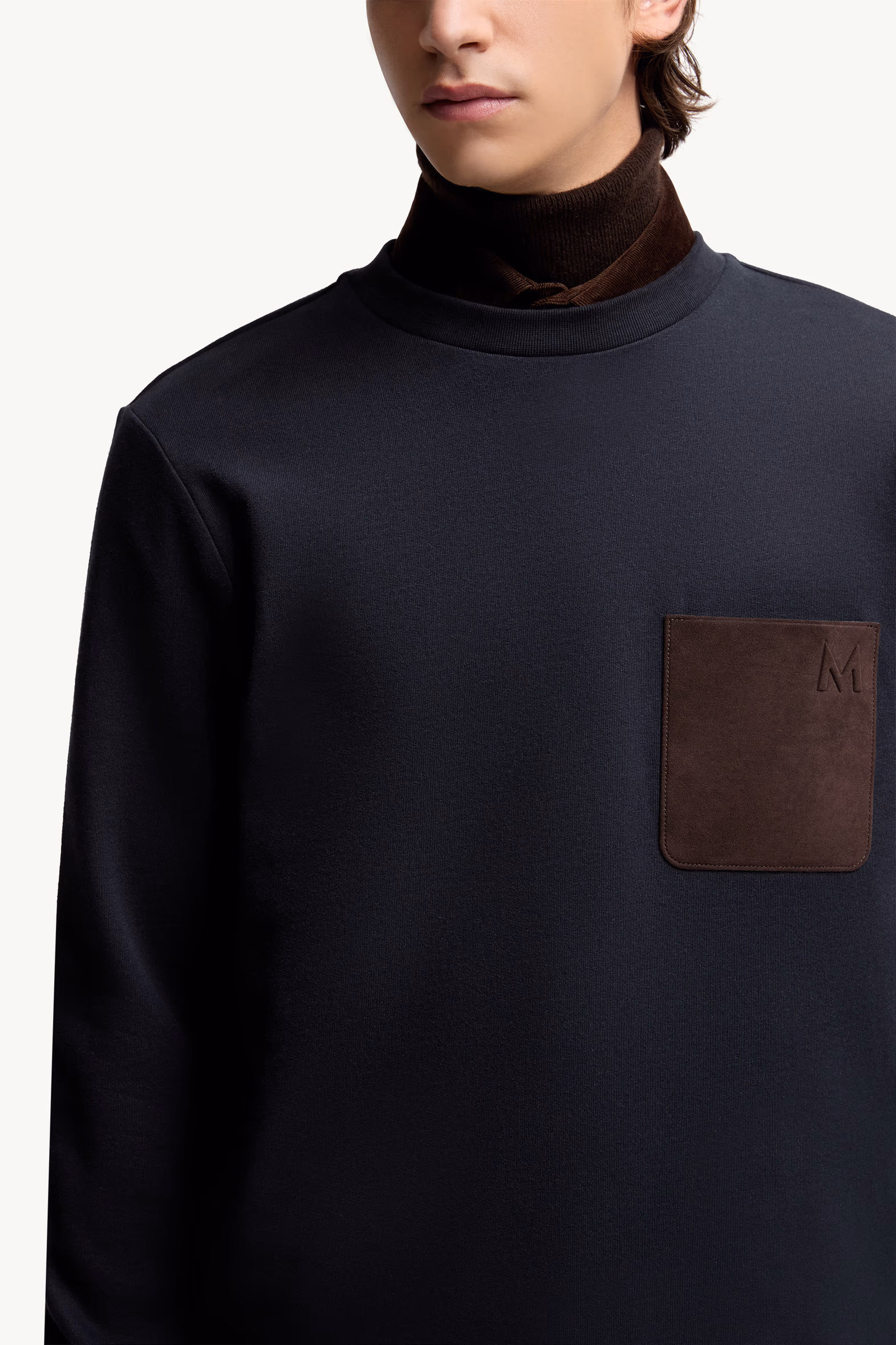 Cotton & Cashmere Sweatshirt with Pocket Men Navy Blue Moncler 6